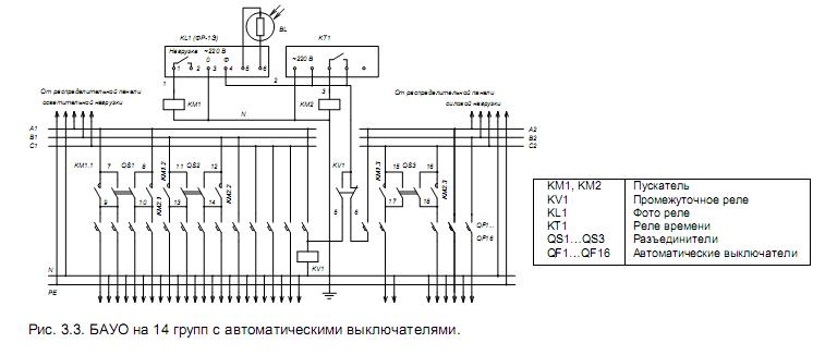 Щит наружного освещения с фотореле схема